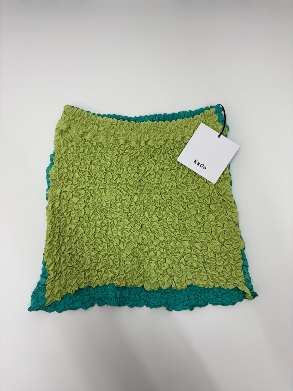 KKCO Lime Green Mini Skirt with Teal Trim